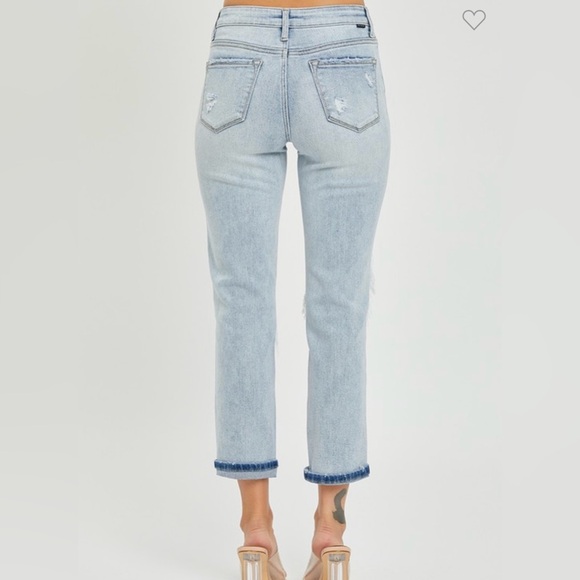 Sequin Patch Mid Rise Risen Jeans NWT - Picture 3 of 5